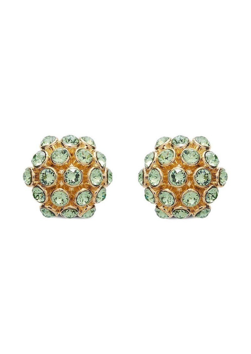 Oscar de la Renta brass flower-shaped earrings