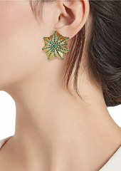 Oscar de la Renta Cactus Ball Goldtone & Crystal Glass Button Earrings