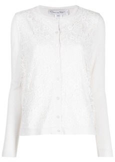 Oscar de la Renta chantilly-lace long-sleeve cardigan