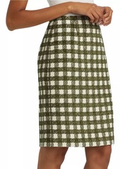 Oscar de la Renta Chenille Tweed Pencil Midi-Skirt