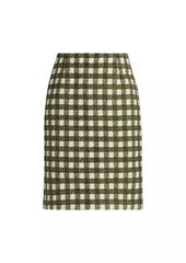 Oscar de la Renta Chenille Tweed Pencil Midi-Skirt