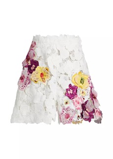 Oscar de la Renta Climbing Orchid Guipure Lace Shorts