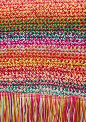 Oscar de la Renta Cotton Crochet Knit Mini Skirt W/fringes