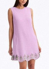 Oscar de la Renta crystal-embroidered scallop-hem shift dress