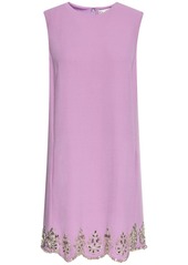 Oscar de la Renta crystal-embroidered scallop-hem shift dress