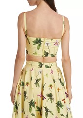 Oscar de la Renta Floral Cotton Crop Top