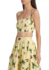 Oscar de la Renta Floral Cotton Crop Top