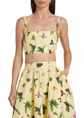 Oscar de la Renta Floral Cotton Crop Top