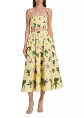 Oscar de la Renta Floral Cotton Crop Top