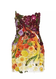 Oscar de la Renta Floral Embroidered Minidress
