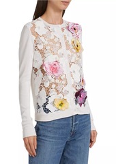 Oscar de la Renta Floral-Embroidered Silk-Blend Cardigan