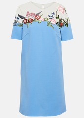 Oscar de la Renta Floral embroidered wool-blend minidress