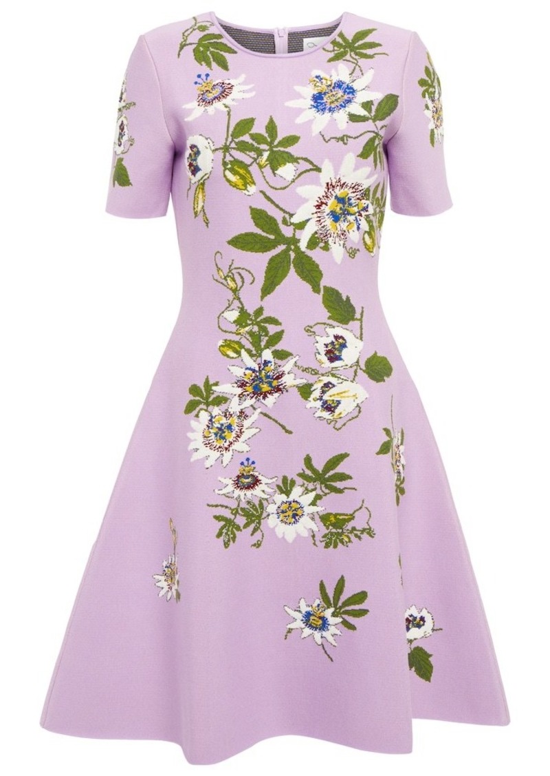 Oscar de la Renta Floral jacquard knit minidress