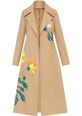 Oscar de la Renta floral-print gabardine coat