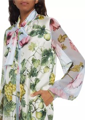 Oscar de la Renta Floral Silk Tieneck Blouse