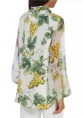 Oscar de la Renta Floral Silk Tieneck Blouse