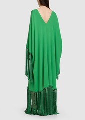 Oscar de la Renta Fringed Silk Cady Long Kaftan Dress