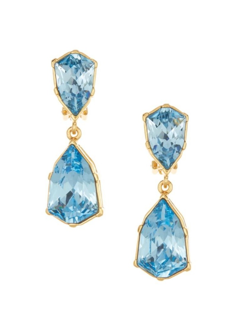 Gallery-Set Crystal Double-Drop Clip-On Earrings