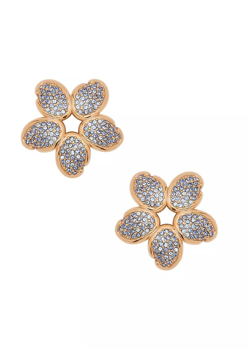 Oscar de la Renta Goldtone & Crystals Flower Earrings