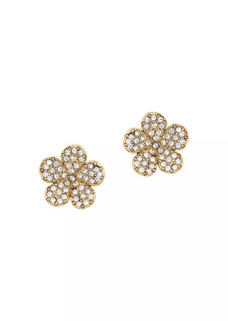 Oscar de la Renta Goldtone & Glass Crystal Flower Stud Earrings