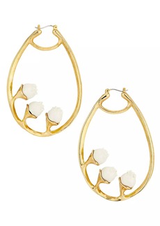 Oscar de la Renta Goldtone & Resin Lily Of The Valley Hoop Earrings