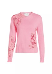 Oscar de la Renta Guipure Lace Cotton Sweater