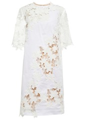 Oscar de la Renta Guipure lace-paneled cotton minidress