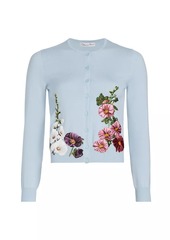 Oscar de la Renta Hollyhocks Threadwork Cardigan