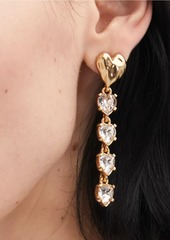 Oscar de la Renta Long Heart & Crystal Linear Drop Earrings