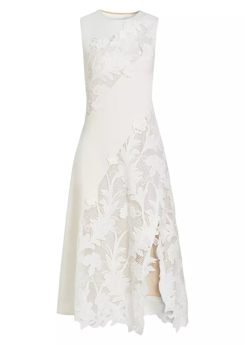 Oscar de la Renta Marbled Carnation Guipure Lace Dress