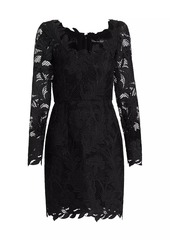 Oscar de la Renta Marbled Carnation Guipure Minidress