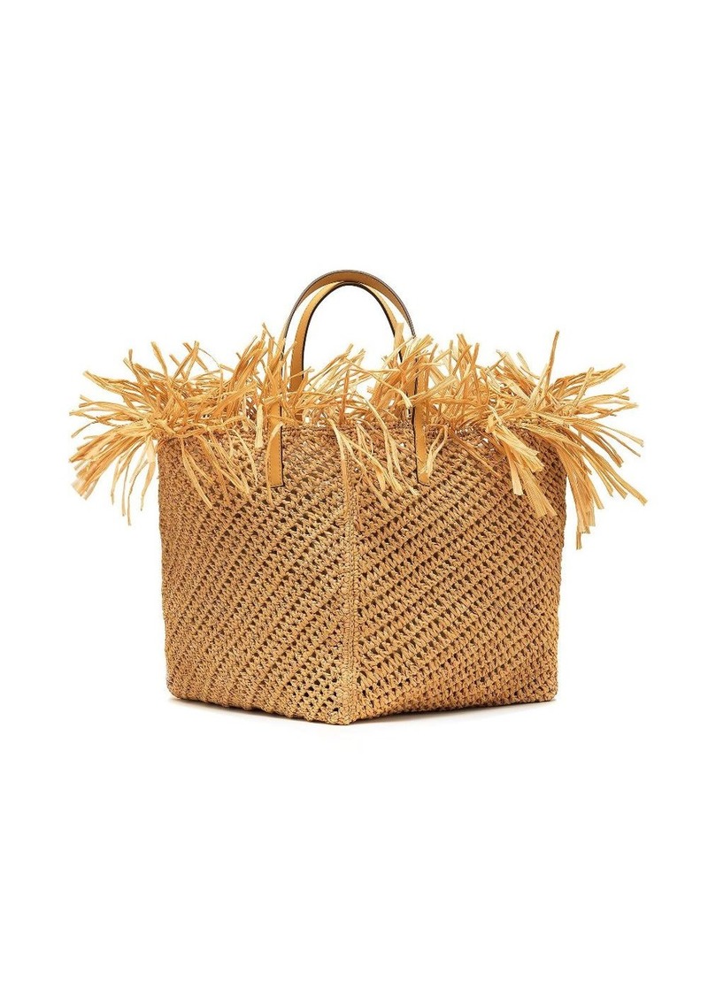 Oscar de la Renta Medium Raffia Crochet Square tote bag