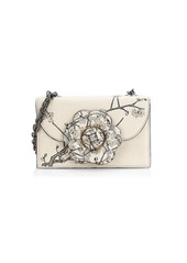 Oscar de la Renta Mini Floral Saffiano Leather Crossbody Bag