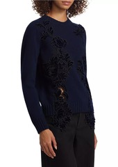 Oscar de la Renta Mirrored Peony Wool Sweater