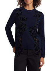 Oscar de la Renta Mirrored Peony Wool Sweater