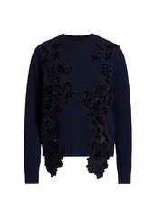 Oscar de la Renta Mirrored Peony Wool Sweater