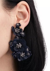 Oscar de la Renta Multi-Flower Organza, Bead & Sequin Drop Earrings