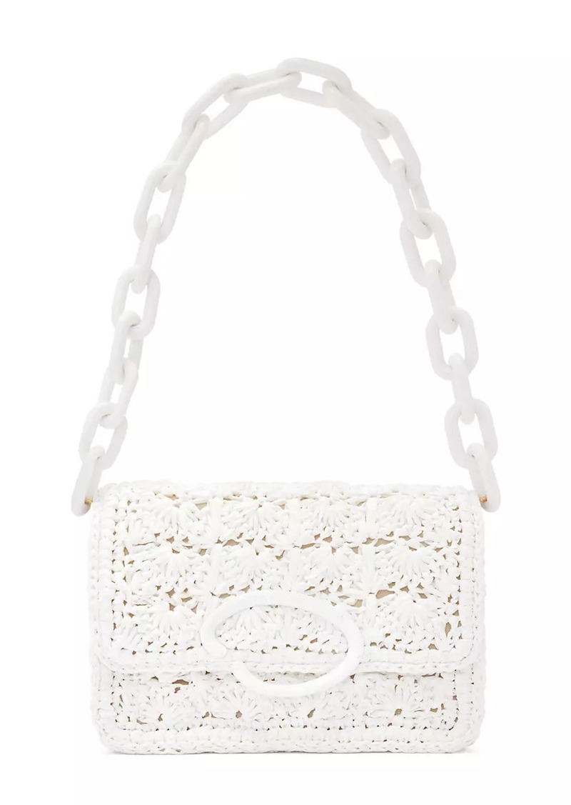 Oscar de la Renta O Pochette Hand-Crocheted Raffia Bag