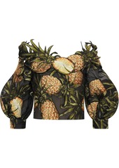 Oscar de la Renta off-shoulder pineapple-print blouse