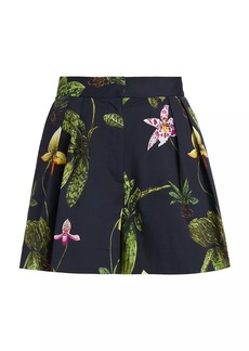 Oscar de la Renta Orchid Poplin Wide-Leg Shorts