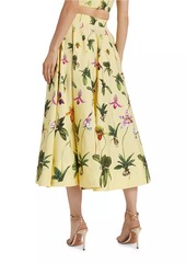 Oscar de la Renta Orchid Stretch-Cotton Poplin Circle Skirt