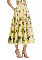 Oscar de la Renta Orchid Stretch-Cotton Poplin Circle Skirt