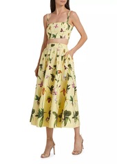 Oscar de la Renta Orchid Stretch-Cotton Poplin Circle Skirt