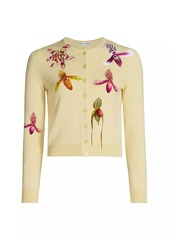 Oscar de la Renta Orchid Wool Cardigan