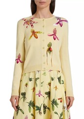 Oscar de la Renta Orchid Wool Cardigan