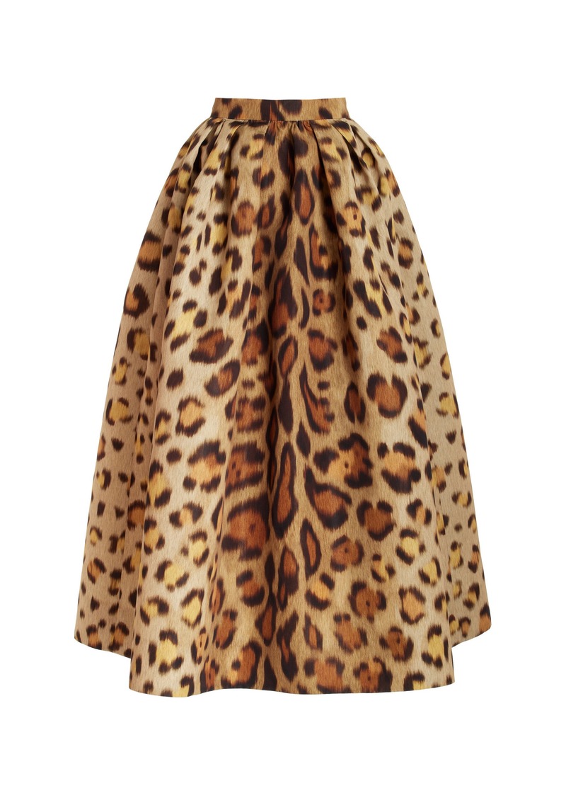 Oscar de la Renta - Animal-Print Faille Midi Skirt - Animal - US 2 - Moda Operandi