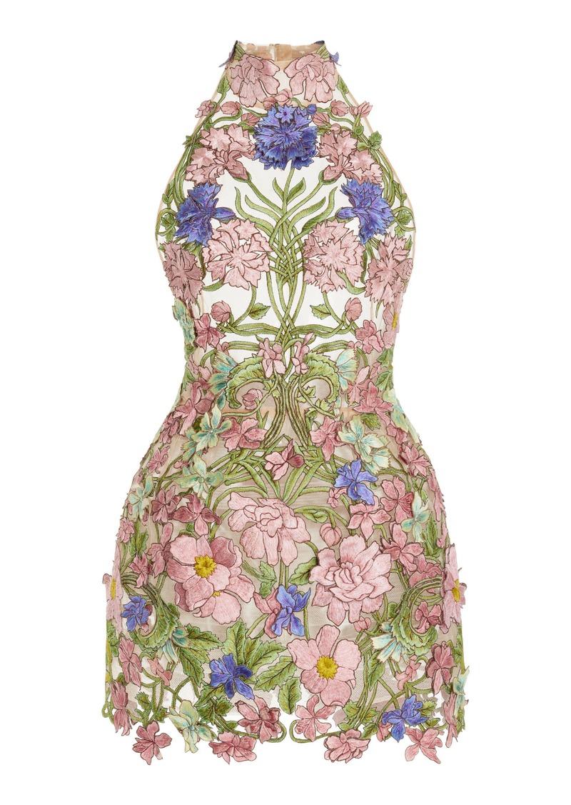 Oscar de la Renta - Art Nouveau Embroidered Mini Dress - Multi - US 2 - Moda Operandi