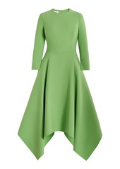 Oscar de la Renta - Asymmetrical-Hem Stretch-Wool Midi Dress - Green - US 10 - Moda Operandi