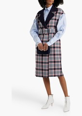 Oscar de la Renta - Belted checked wool-blend jacquard coat - Blue - US 8