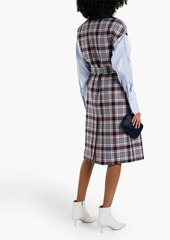 Oscar de la Renta - Belted checked wool-blend jacquard coat - Blue - US 10